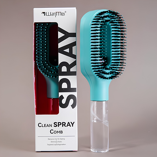 2-in-1 Detangling Spray Hair Brush – Scalp Massaging & Anti-Static Mist Comb