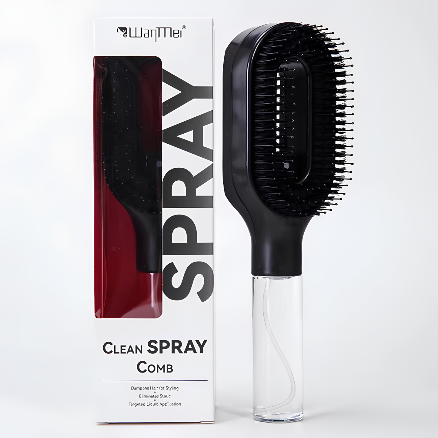 2-in-1 Detangling Spray Hair Brush – Scalp Massaging & Anti-Static Mist Comb