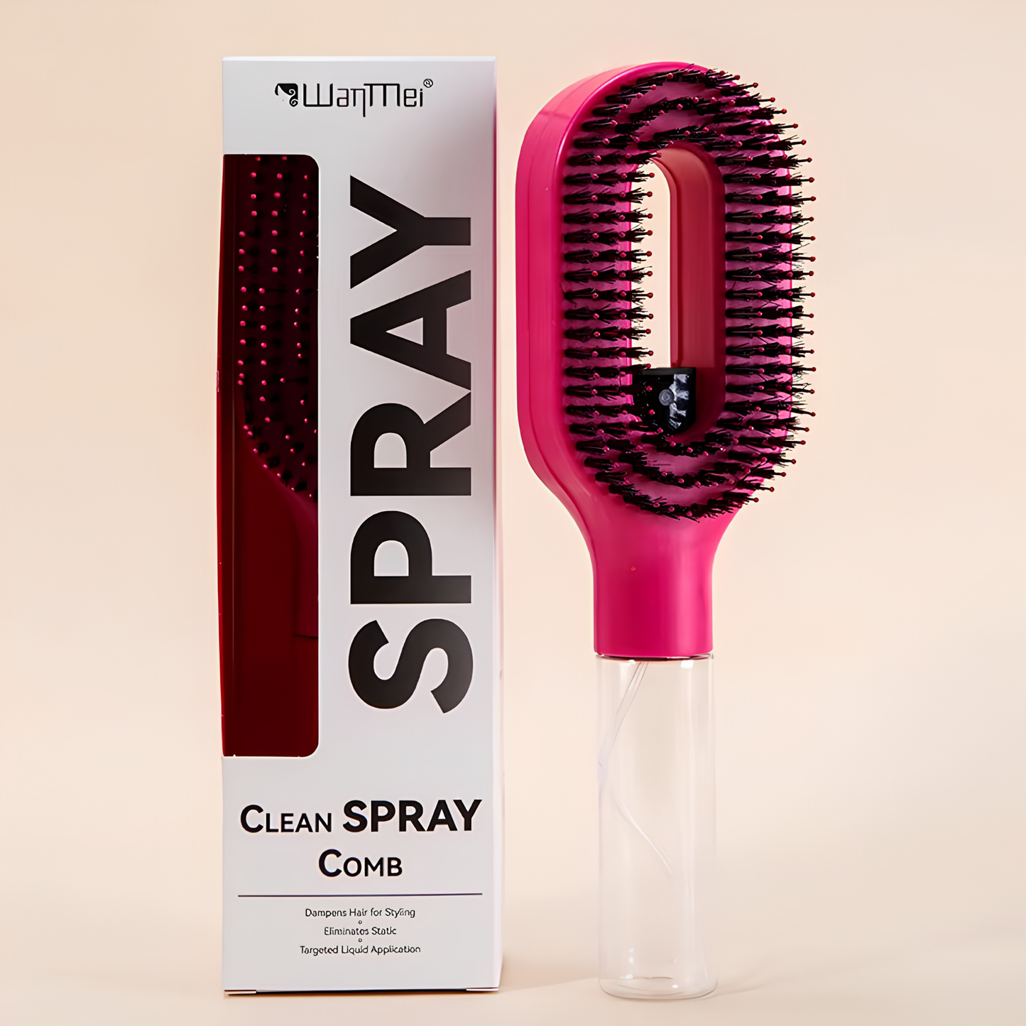 2-in-1 Detangling Spray Hair Brush – Scalp Massaging & Anti-Static Mist Comb