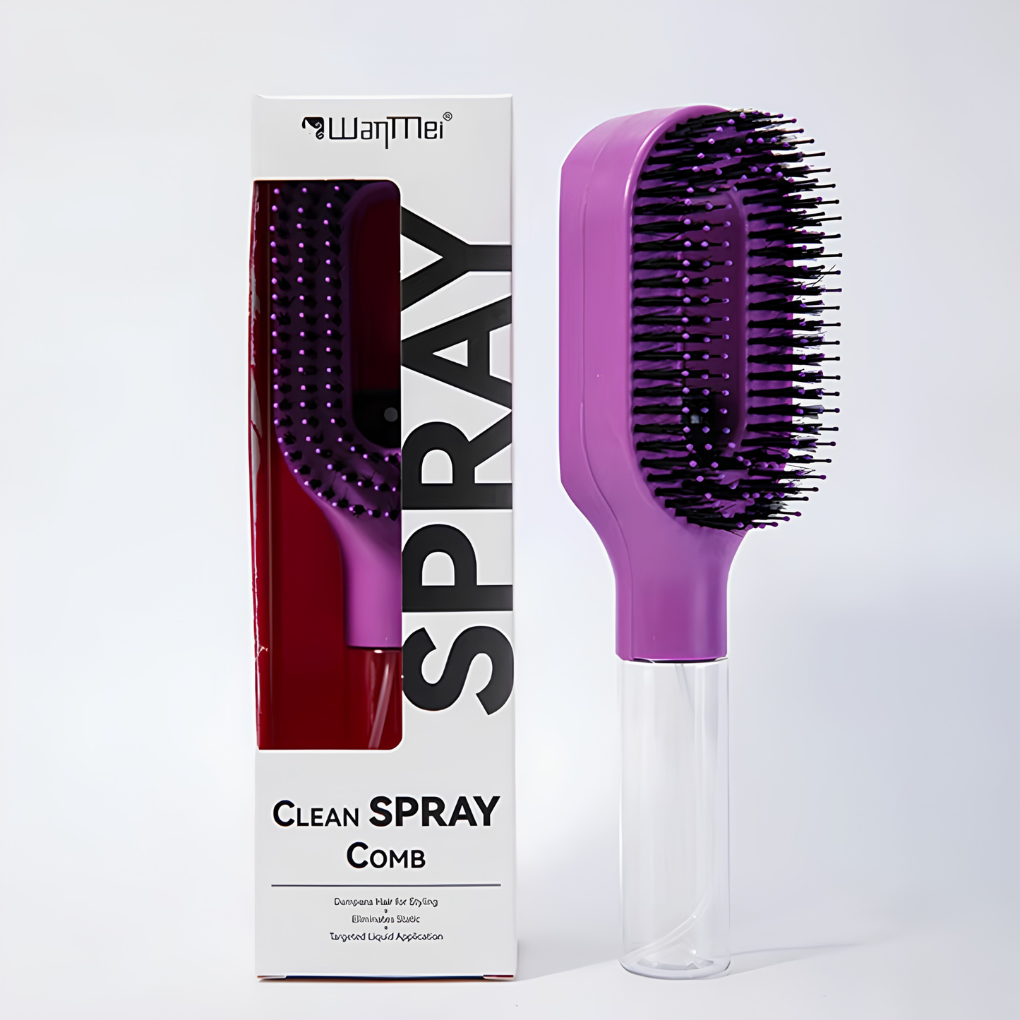 2-in-1 Detangling Spray Hair Brush – Scalp Massaging & Anti-Static Mist Comb