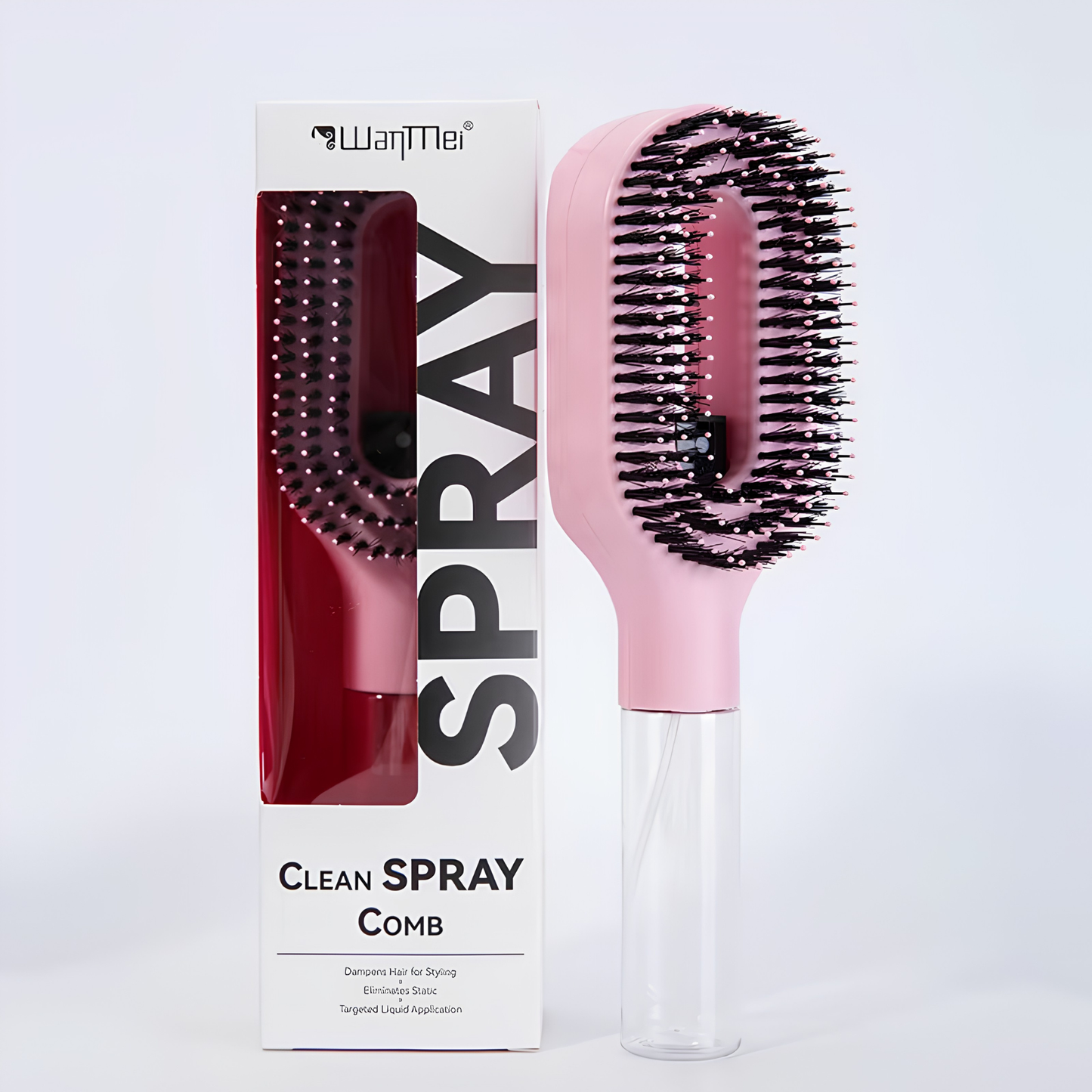 2-in-1 Detangling Spray Hair Brush – Scalp Massaging & Anti-Static Mist Comb